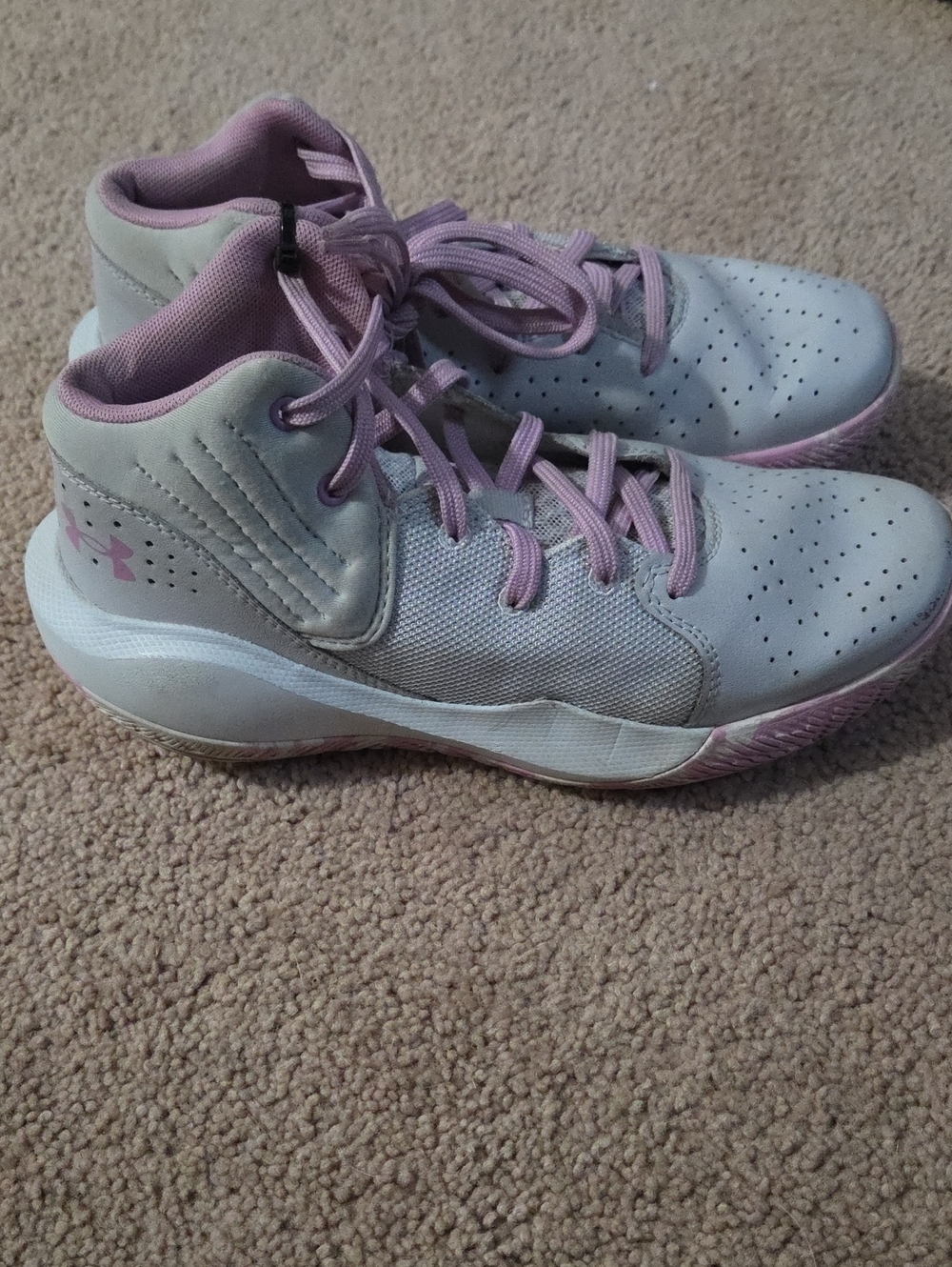 Under Armour Kids Mid-Top Sneakers - Light Gray & Lilac